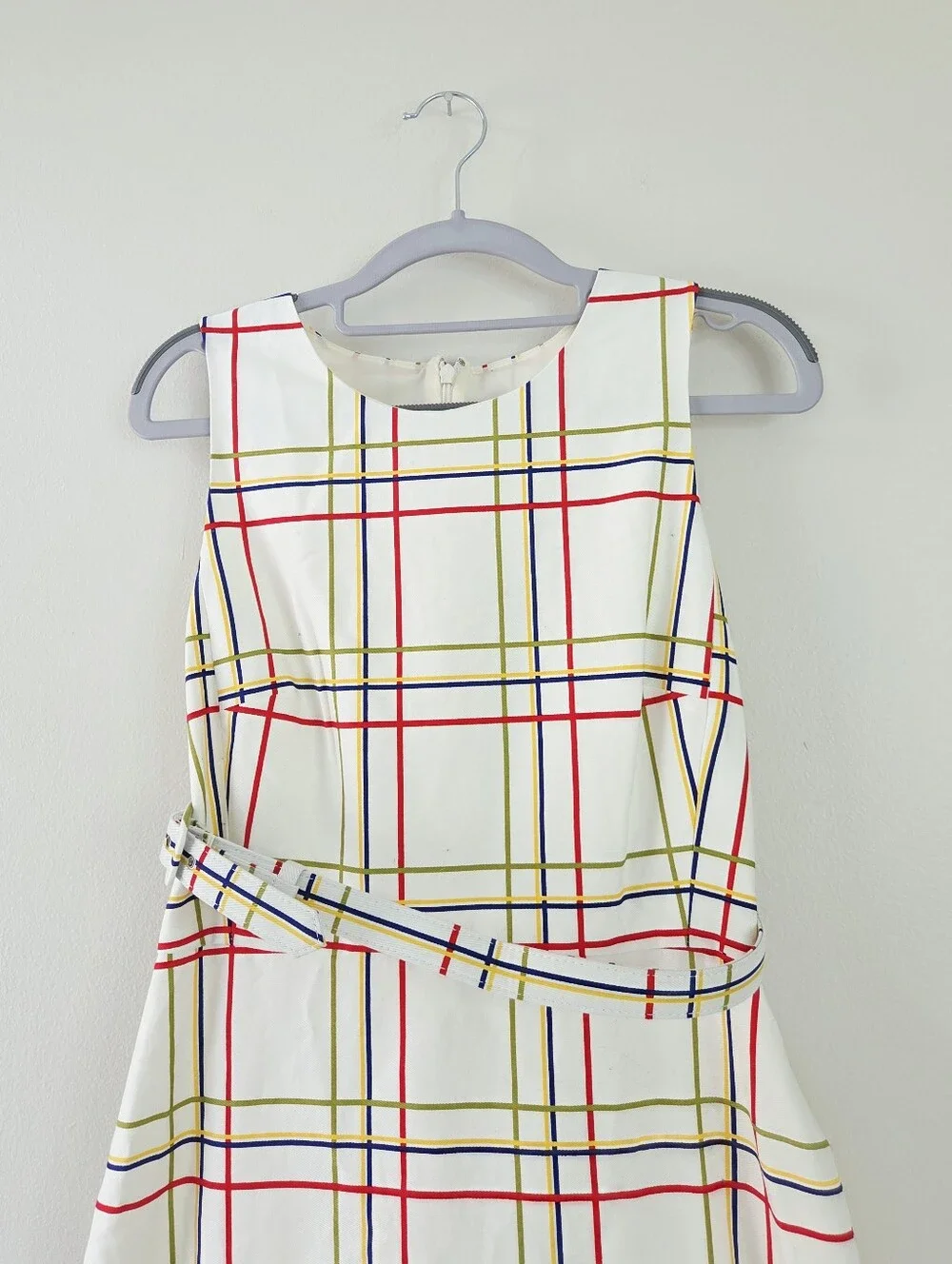 J. Crew Belted bi-stretch cotton dress with floral border Size 2
